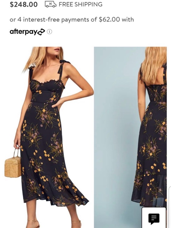 Reformation Dresses & Skirts - Reformation Black Floral Tie-Shoulder Midi Dress